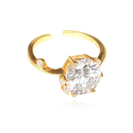 Culturesse Phaedra Austrian Fine Zircon Open Ring (Gold Vermeil)