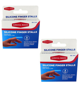 Surgical Basics Silicone Heat Proof Non Slip Finger Stalls 5 Pack x2