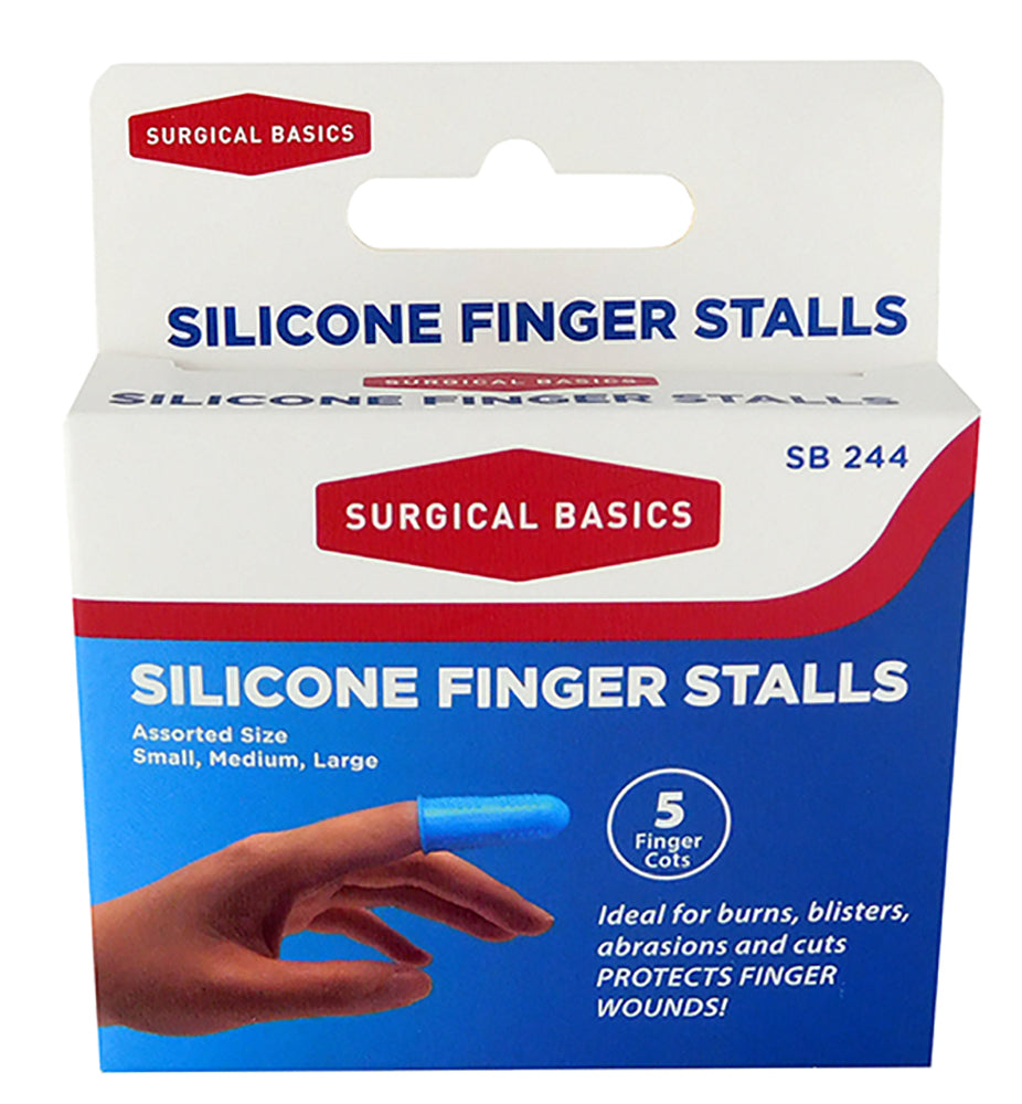 Surgical Basics Silicone Finger Stalls Cots Heat Proof Non Slip (5 in pack)