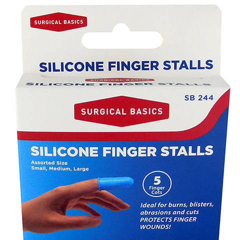 Surgical Basics Silicone Finger Stalls Cots Heat Proof Non Slip (5 in pack)