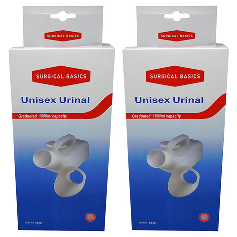 Surgical Basics Unisex Urinal 1L Bottle with Lid Pack of 2