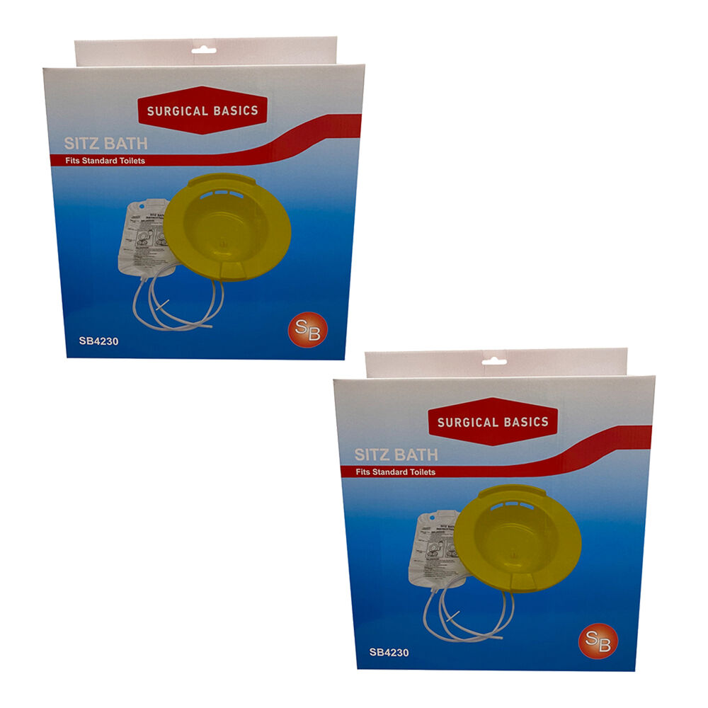Surgical Basics Portable Sitz Bath for Toilet 2 Pack Pregnancy Haemorrhoids