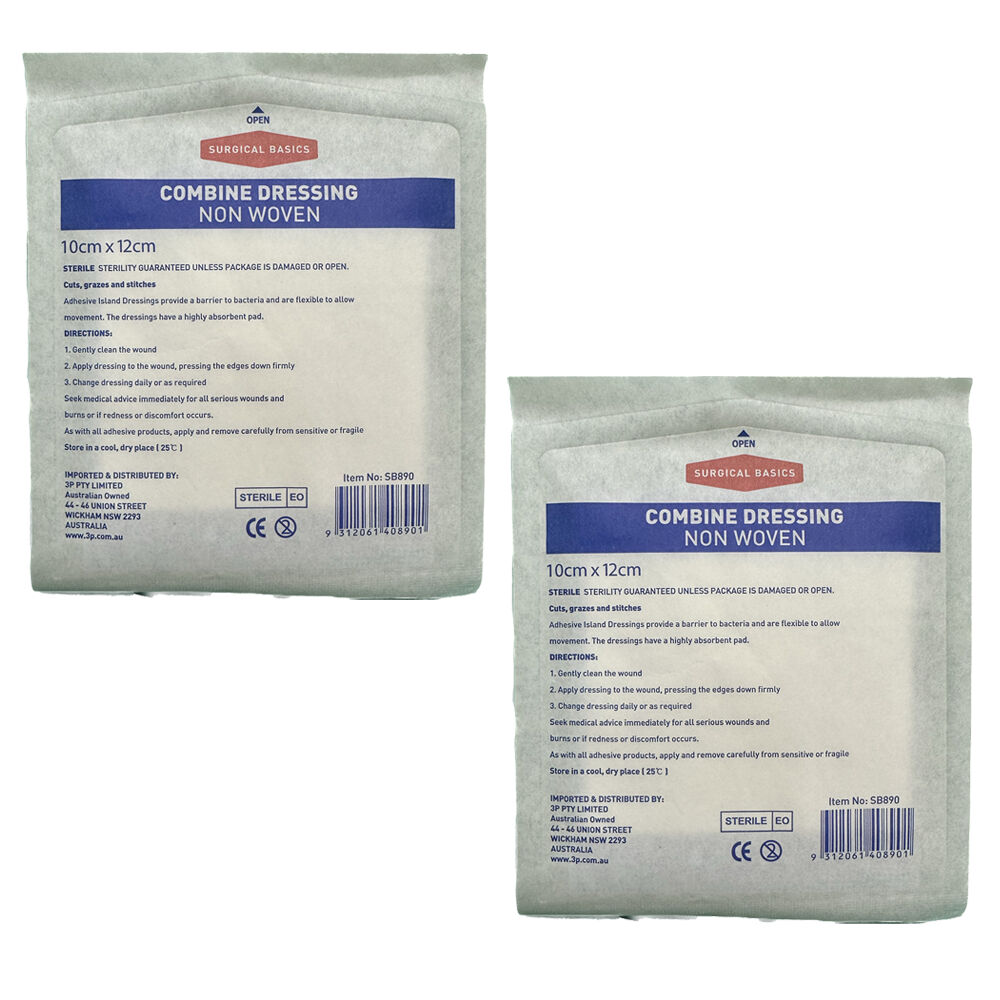 Surgical Basics Non Woven Combine Wound Dressing 10 x 12cm Pack of 2