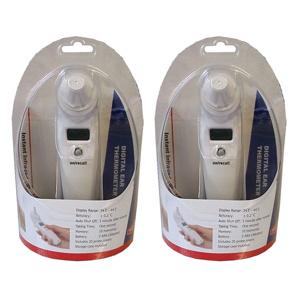 Surgical Basics Digital Ear Thermometer 20 Probe Covers and Case Pack of 2