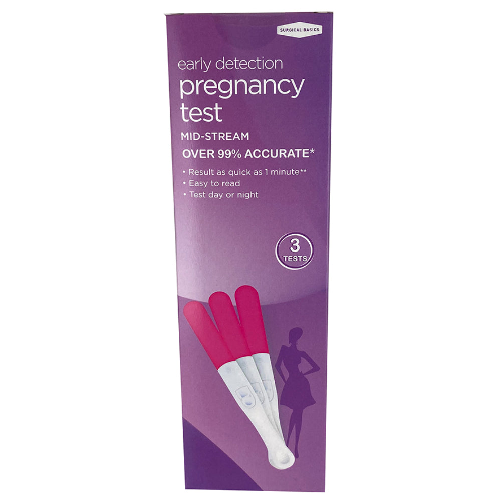 Surgical Basics Midstream Early Pregnancy Test HCG Urine Strips 3 Pack
