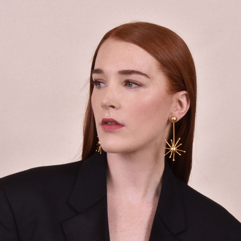 Culturesse Soleste 24K Artisan Sun Drop Earrings