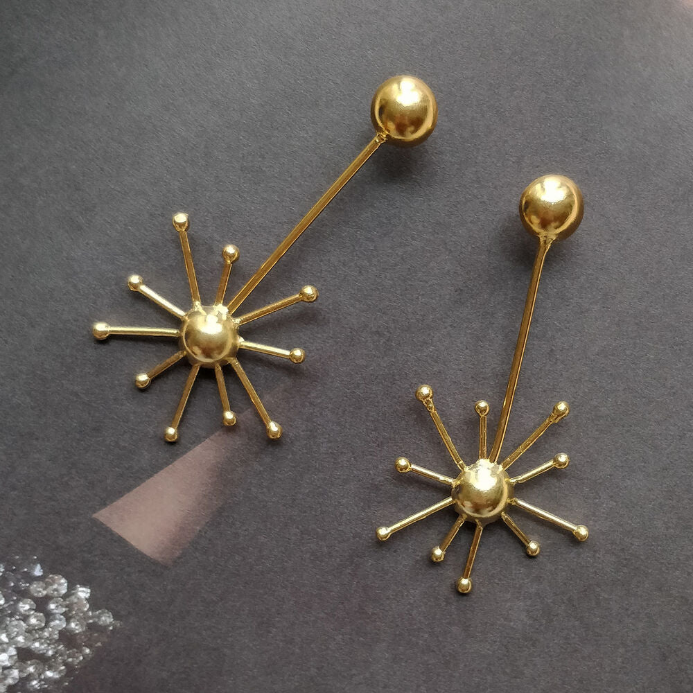 Culturesse Soleste 24K Artisan Sun Drop Earrings