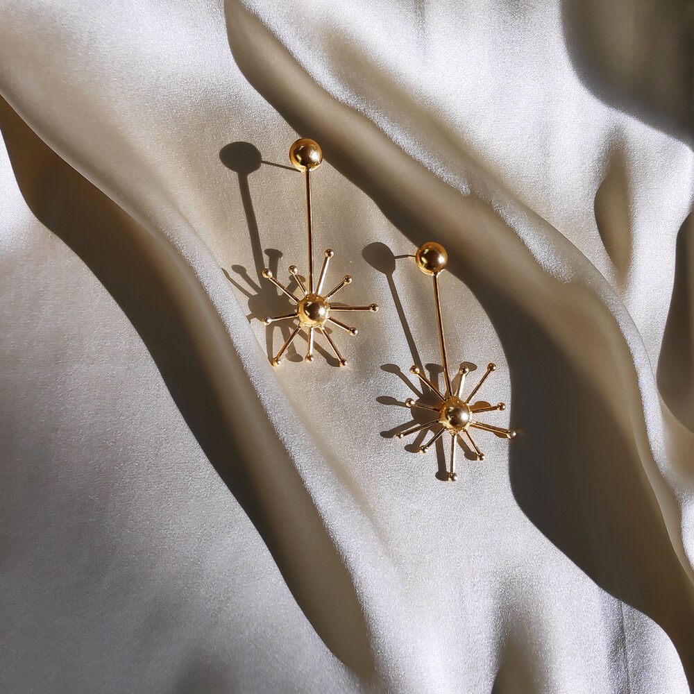 Culturesse Soleste 24K Artisan Sun Drop Earrings
