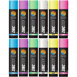 Sun Sea and Sport Zinc Stick 12 Pack 6g Assorted Colours for Outdoor Use