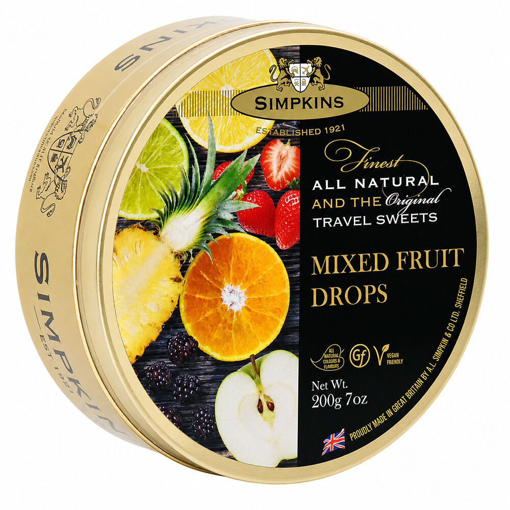 Simpkins Mixed Fruit Drops 200g Tin Sweets Candy Lollies