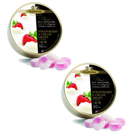 Simpkins Strawberries and Cream Drops 2 x 200g Tin Sweets Candy Lollies