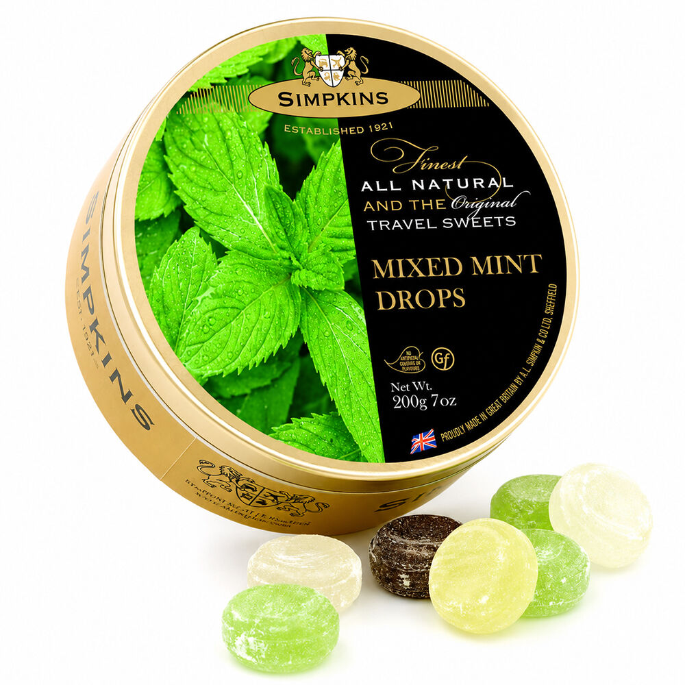 Simpkins Mixed Mint Drops 200g Tin Sweets Candy Lollies