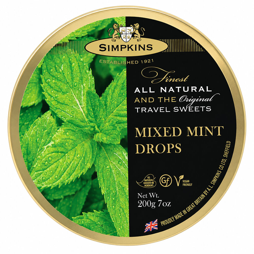 Simpkins Mixed Mint Drops 200g Tin Sweets Candy Lollies