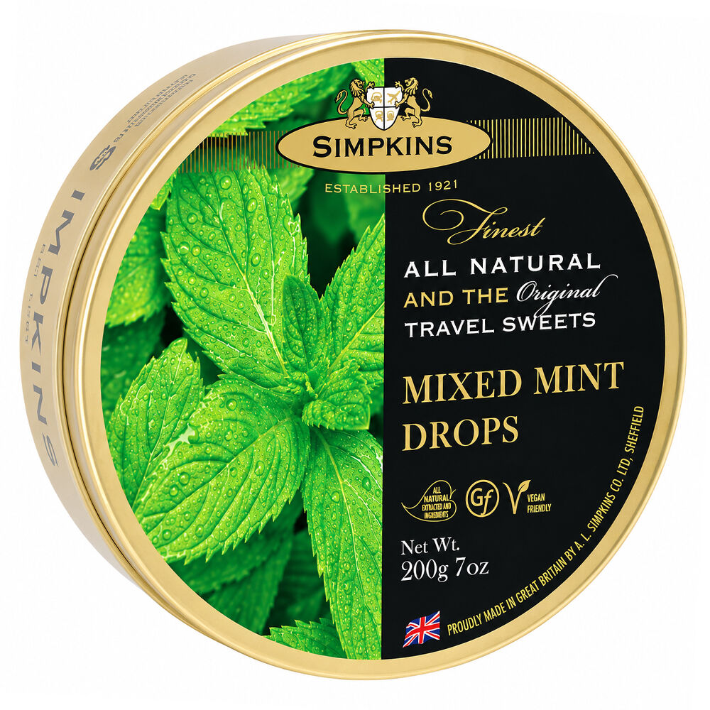 Simpkins Mixed Mint Drops 200g Tin Sweets Candy Lollies