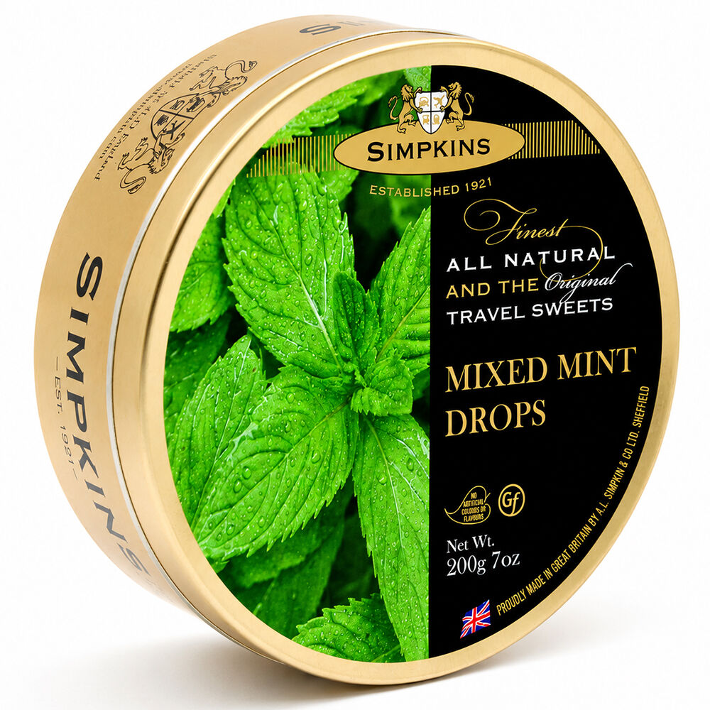 Simpkins Mixed Mint Drops 200g Tin Sweets Candy Lollies