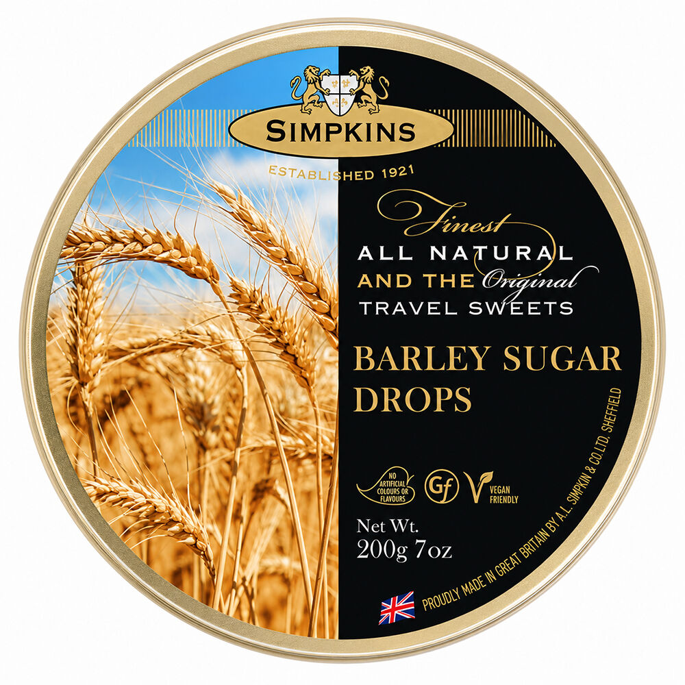Simpkins Barley Sugar Drops 200g Tin Sweets Candy Lollies
