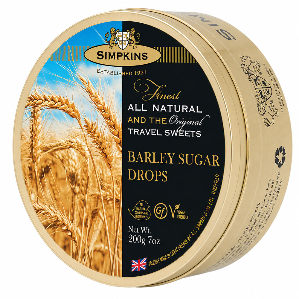Simpkins Barley Sugar Drops 200g Tin Sweets Candy Lollies