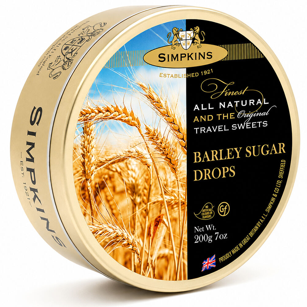 Simpkins Barley Sugar Drops 200g Tin Sweets Candy Lollies