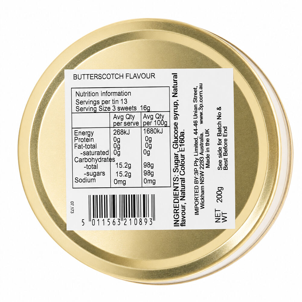 Simpkins Butterscotch Flavoured Drops 200g Tin Sweets Candy Lollies