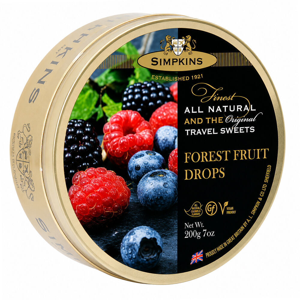 Simpkins Forest Fruit Drops 200g Tin Sweets Candy Lollies