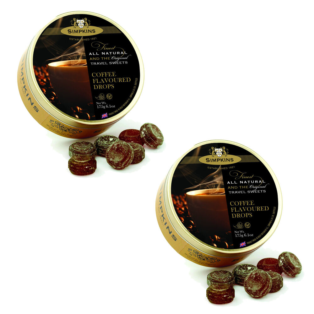 Simpkins Coffee Flavoured Drops 2 Pack 200g Tin Sweets Candy Lollies