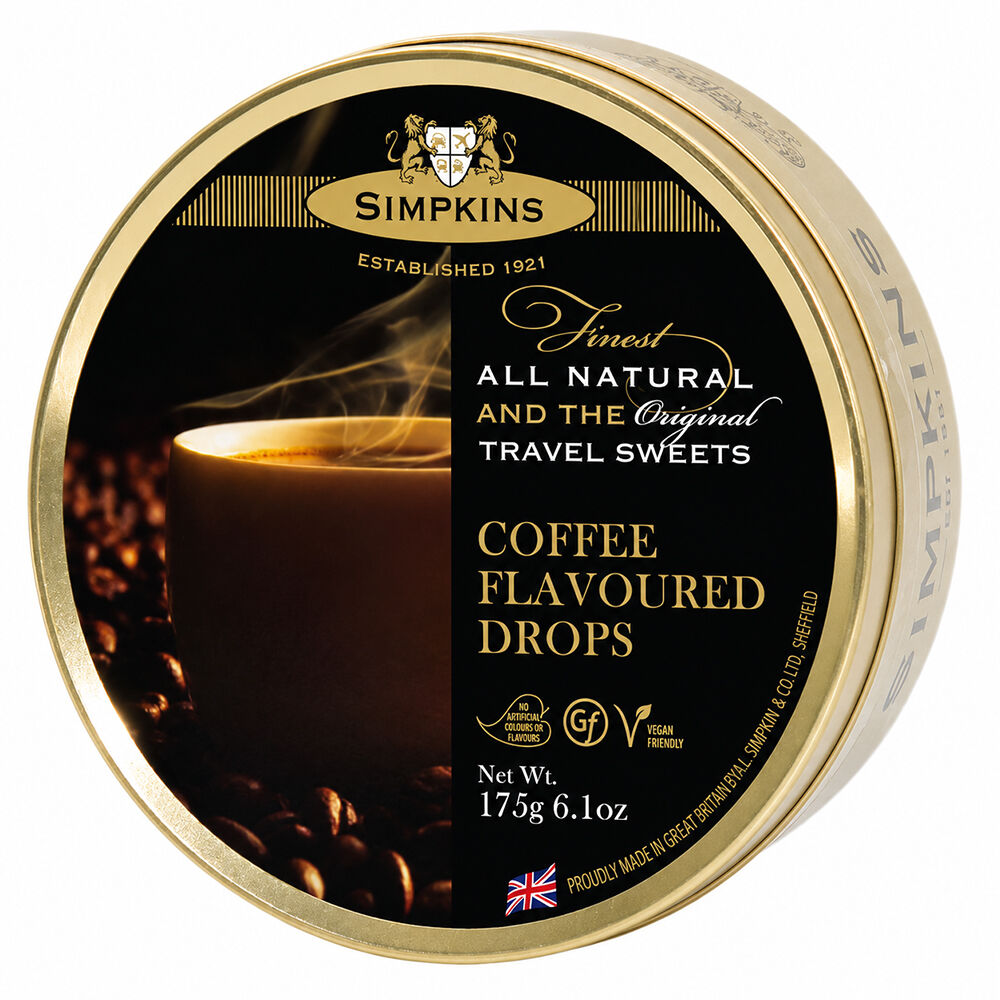Simpkins Coffee Flavoured Drops 200g Tin Sweets Candy Lollies