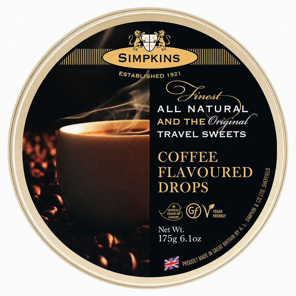 Simpkins Coffee Flavoured Drops 200g Tin Sweets Candy Lollies