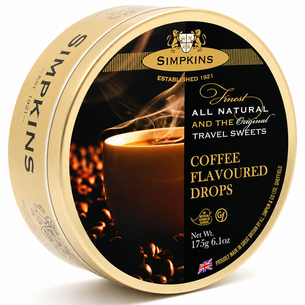 Simpkins Coffee Flavoured Drops 200g Tin Sweets Candy Lollies