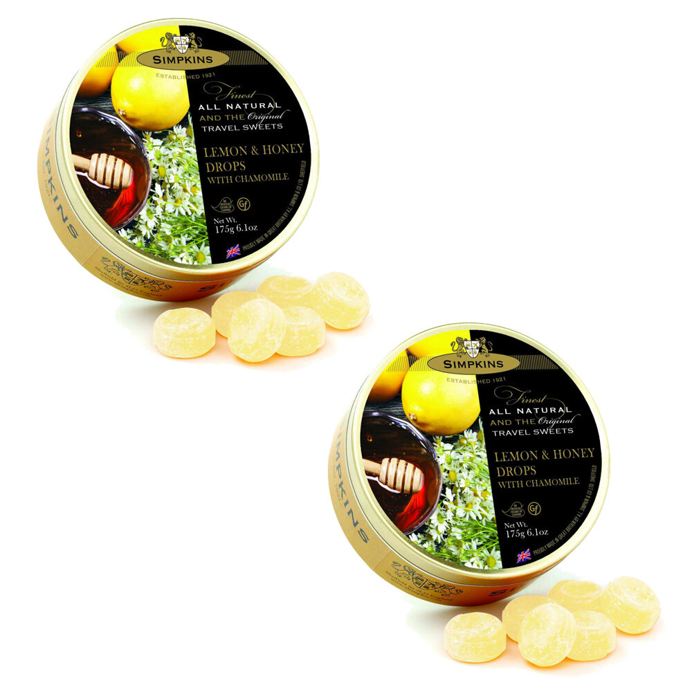 Simpkins Lemon Honey Chamomile Drops 200g Tin Sweets Pack of 2