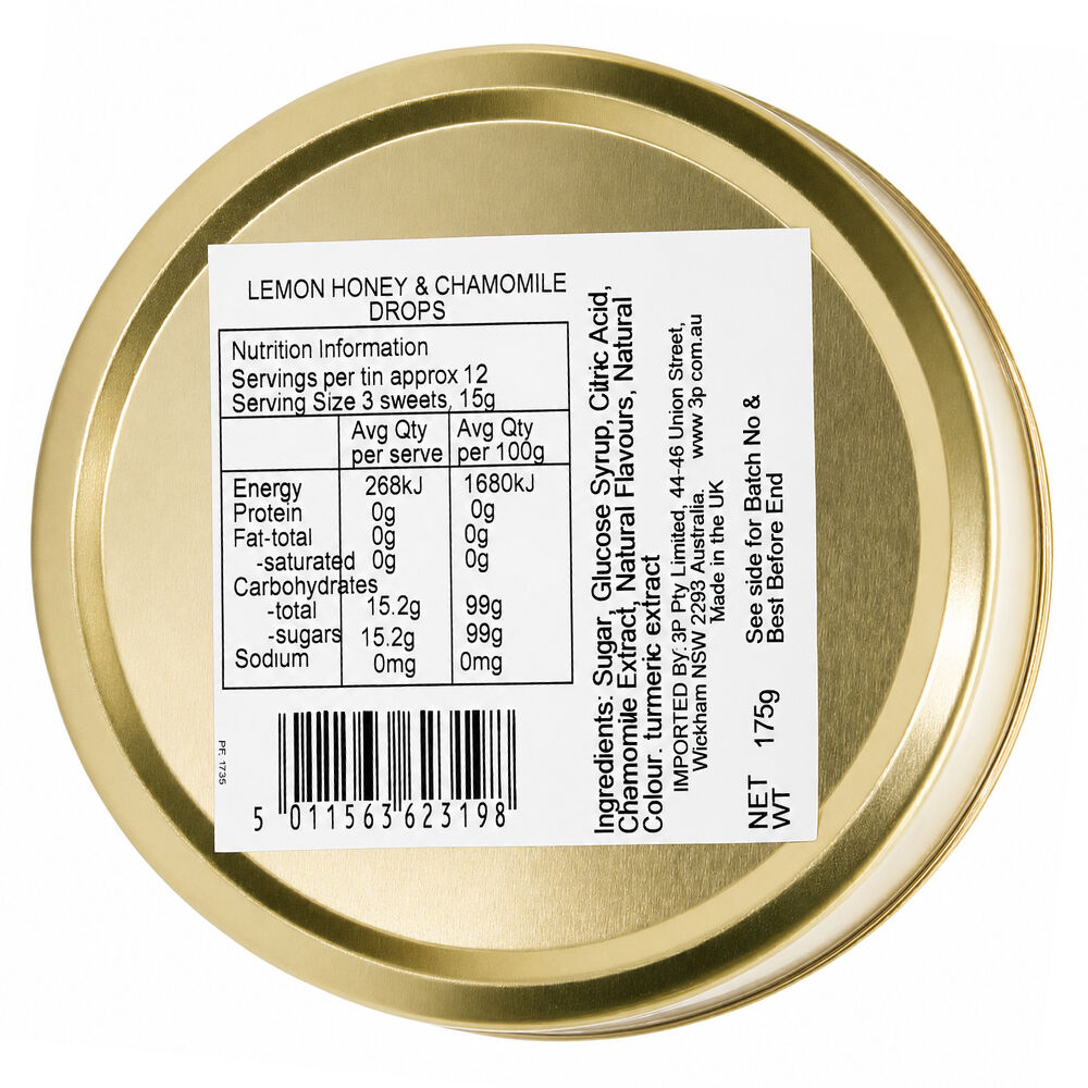 Simpkins Lemon and Honey with Chamomile Drops 200g Tin Sweets Candy Lollies