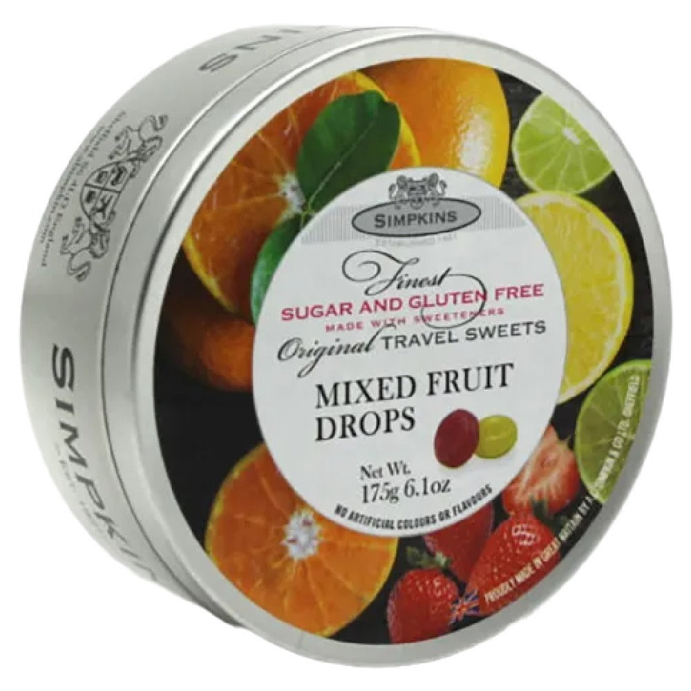 Simpkins Sugar Free Mixed Fruit Drops 175g Tin Sweets Candy Lollies
