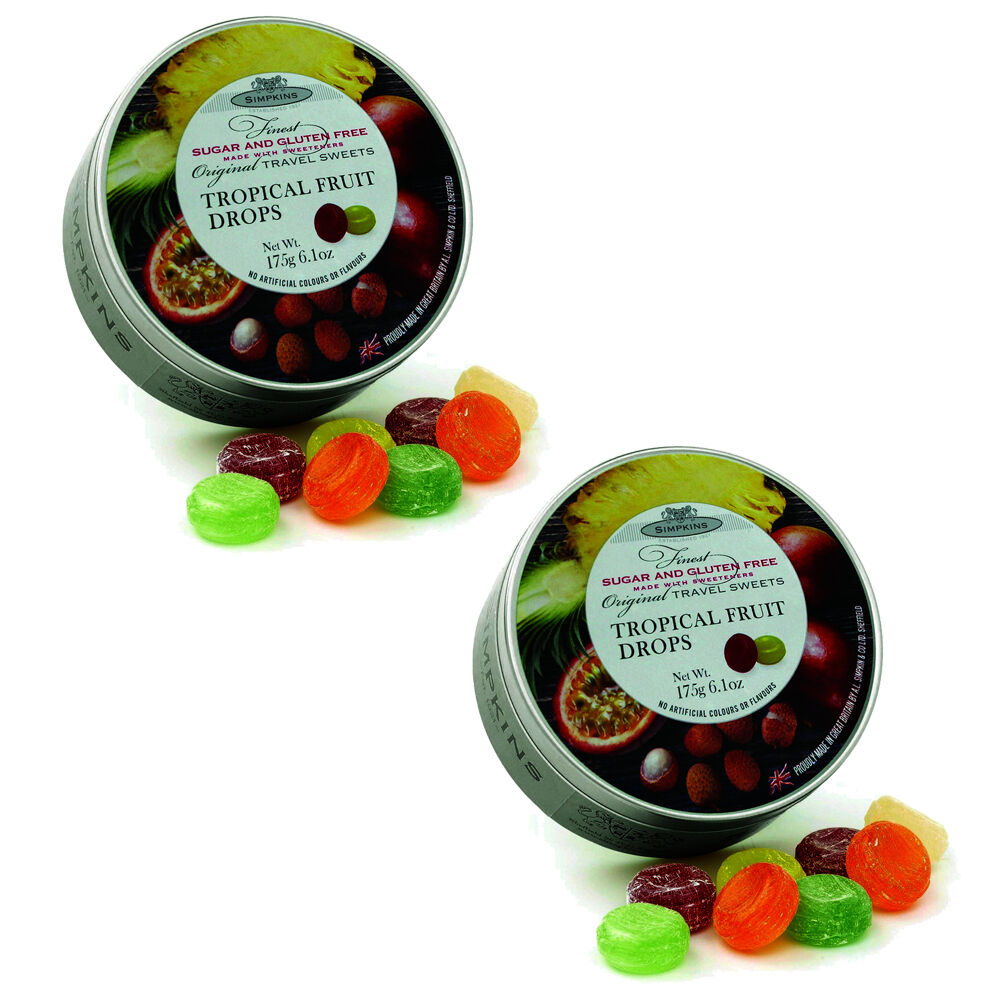 Simpkins Sugar Free Tropical Fruit Drops 175g Tin Pack of 2