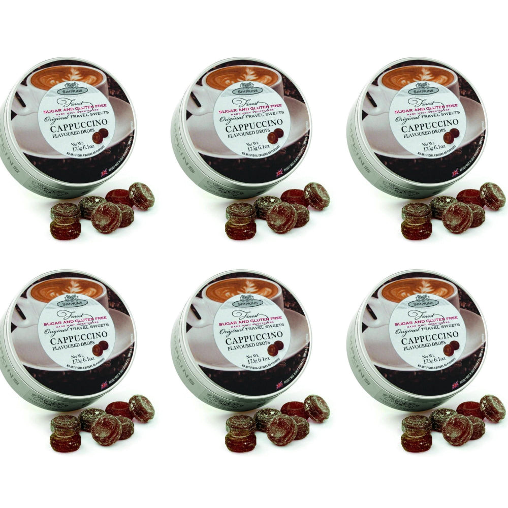 6 x Simpkins Sugar Free Cappuccino Drops 175g Tin Sweets Candy Lollies