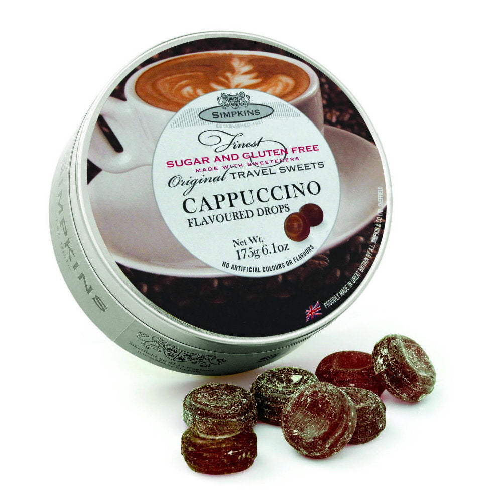 Simpkins Sugar Free Cappuccino Drops 175g Tin Sweets Candy Lollies