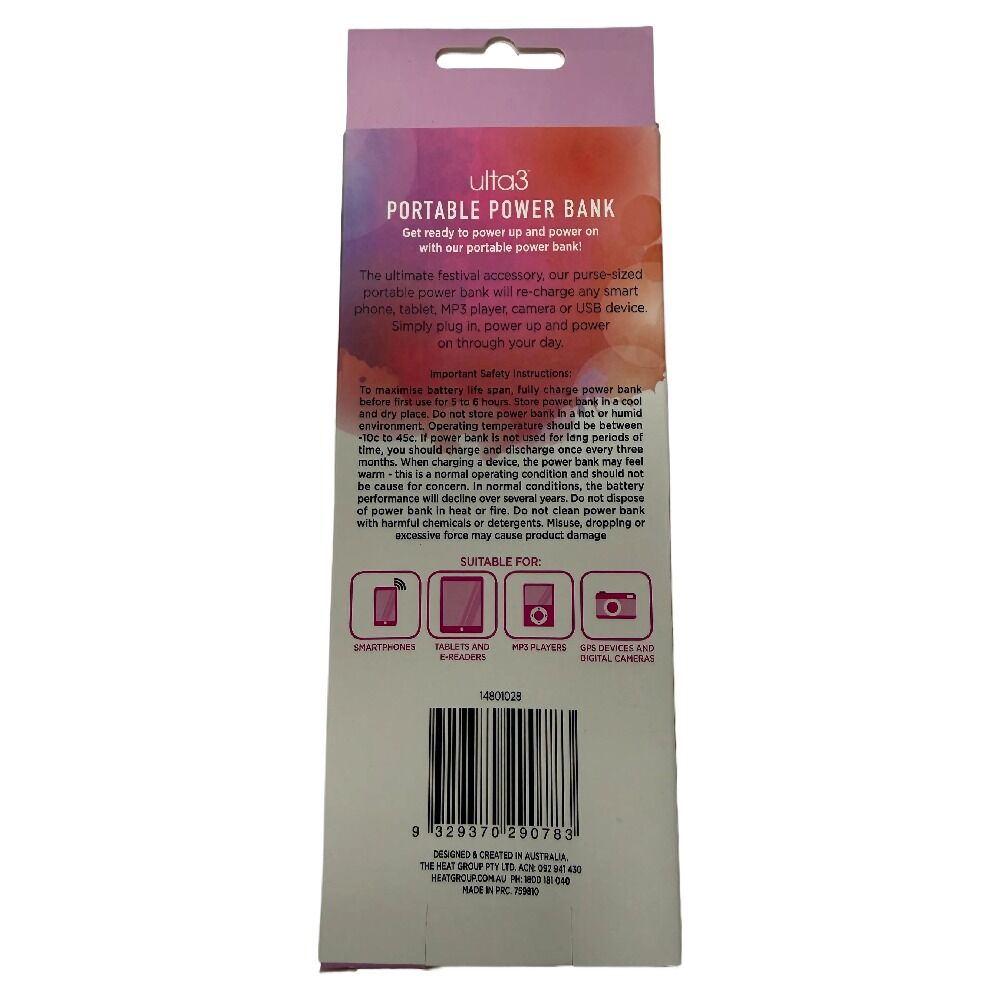 Ulta3 Portable Power Bank Compact USB Charger for Smartphones Tablets