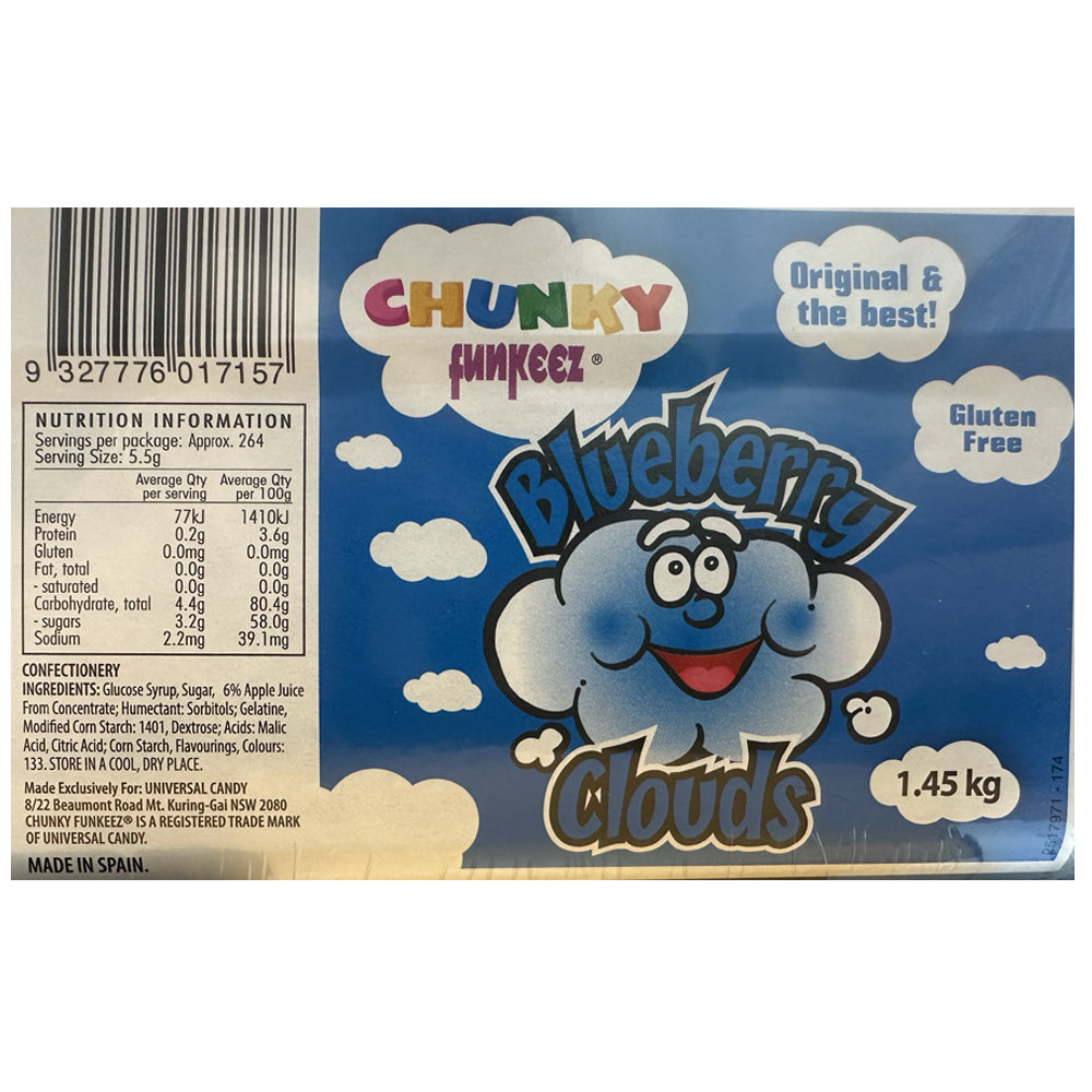 Chunky Funkeez Blueberry Clouds Tub Candy Lollies Sweets Bulk Pack 1.45kg