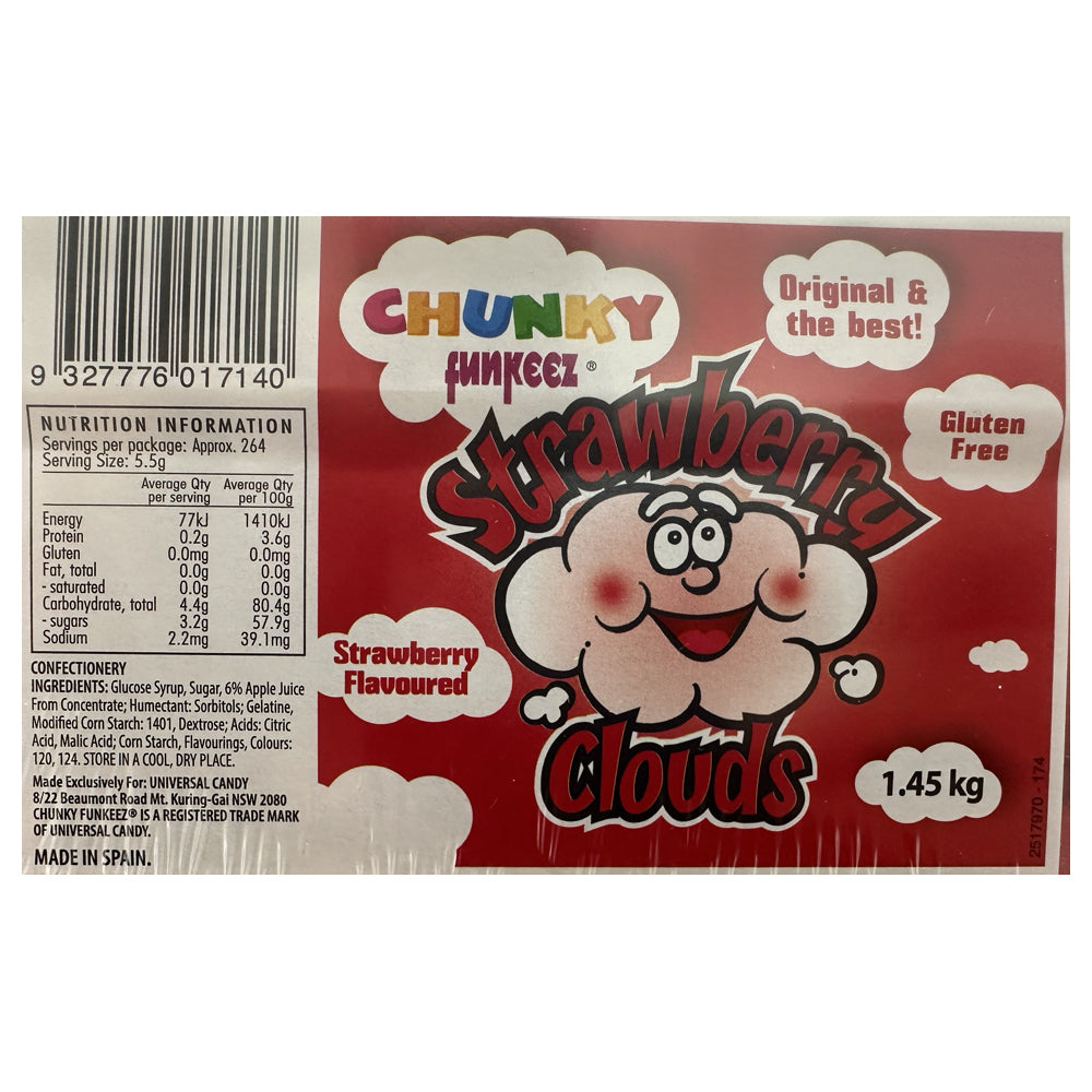 Chunky Funkeez Strawberry Clouds Tub Candy Lollies Sweets Bulk Pack 1.45kg