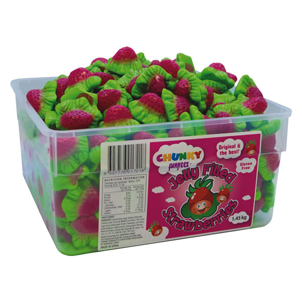 Chunky Funkeez Jelly Filled Strawberries Candy Lollies Sweets Bulk Pack 1.45kg