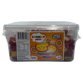 Vidal Chunky Liquorice Passion Fruit Slices Tub 1.45kg Bulk Candy