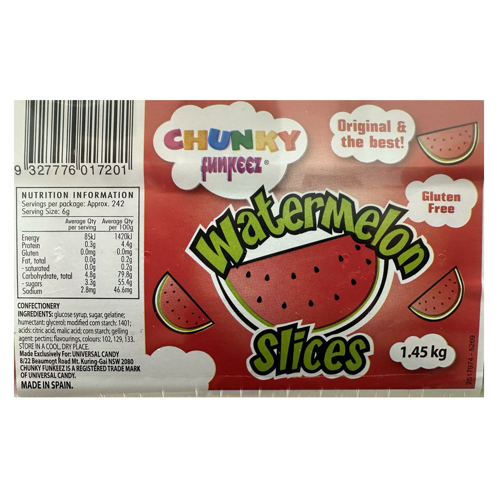 Chunky Funkeez Watermelon Slice Tub Candy Lollies Sweets Bulk Pack 1.45kg