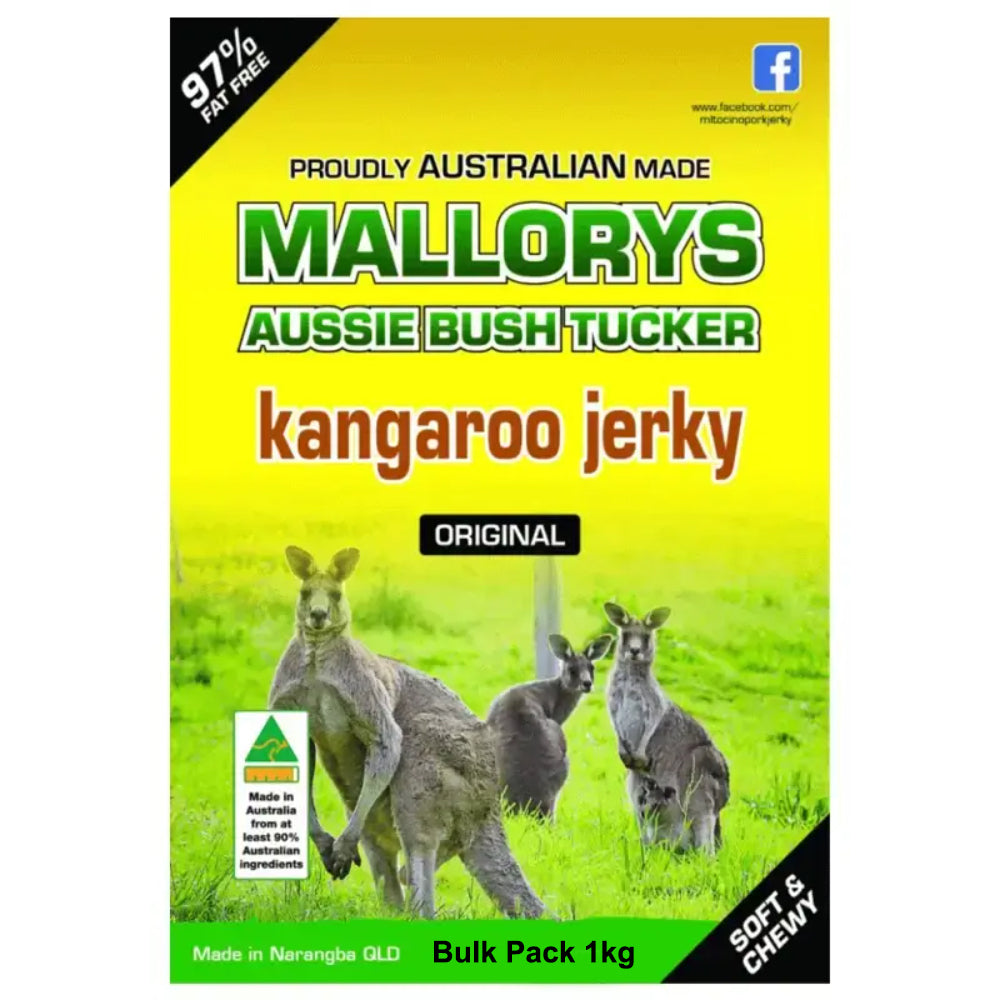 Mallorys Tocino Original Kangaroo Jerky 1kg BULK PACK (for Human Consumption)