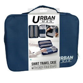 Urban Travel Shirt Bag Case for Men Blue Organiser with Fold Board