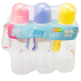 Baby & Me Apple Bear Baby Water Bottle Set 225ml BPA Free 3 Pack Assorted