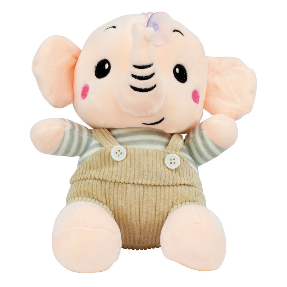 Soft Stuffed Toy Animal Plush Huggable Play Elephant 25cm Beige Overalls