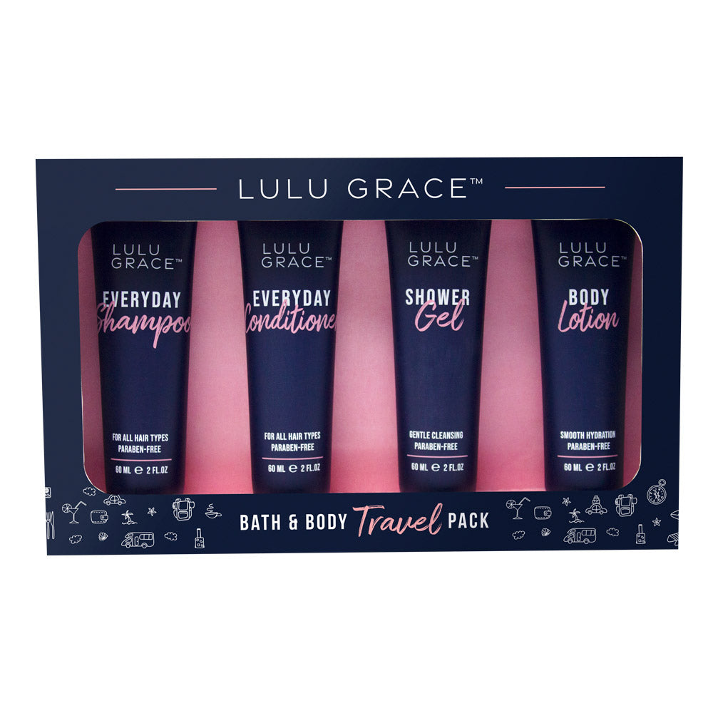 Lulu Grace Travel Set 60ml Shampoo, Conditioner, Shower Gel, Lotion