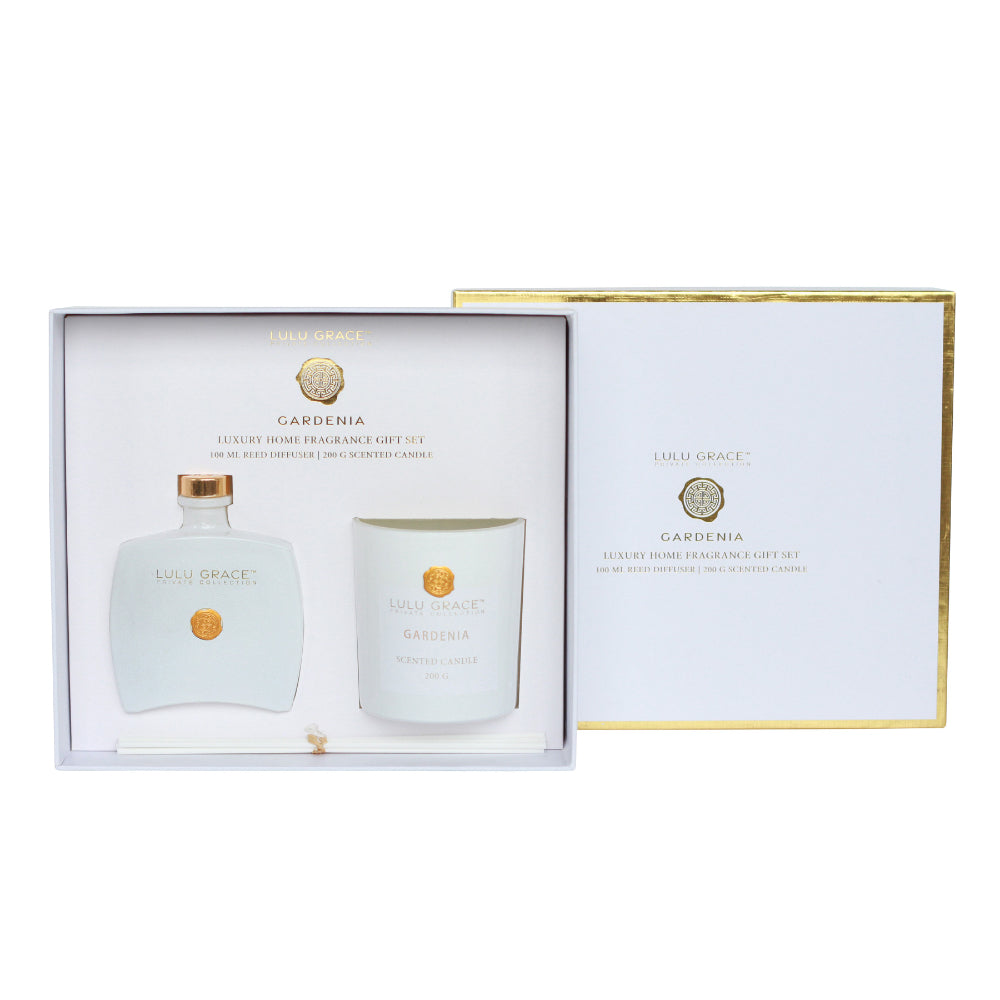Lulu Grace Private Collection Gift Set 100ml Diffuser and 200gm Candle Gardenia