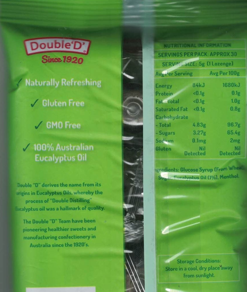 Double D Eucalyptus Drops with Soothing Menthol 150g