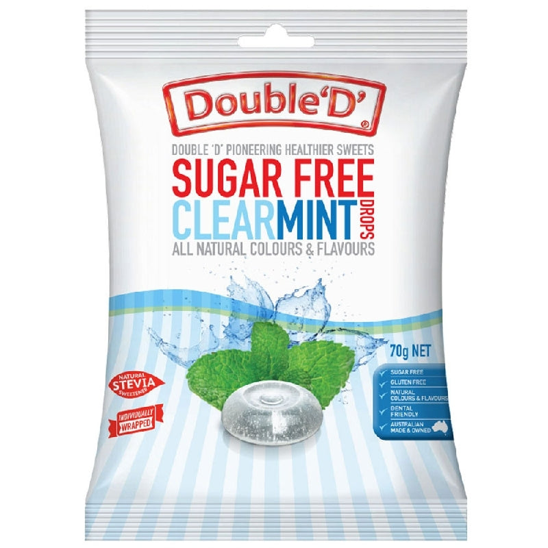 Double D Sugar Free Clear Mint Drops 70g