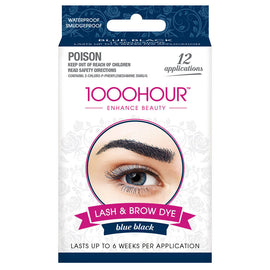 1000 Hour Eyelash and Brow Dye Kit Blue Black 1 Pack Of 12 Applications