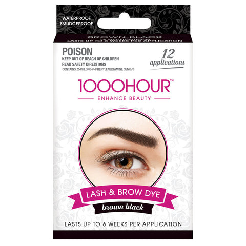 1000 Hour Eyelash and Brow Dye Kit Brown Black 1 Pack Of 12 Applications